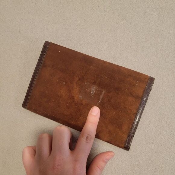 Hugo Bosca Brown Calf Skin Leather check wallet Vintage - Picture 7 of 9